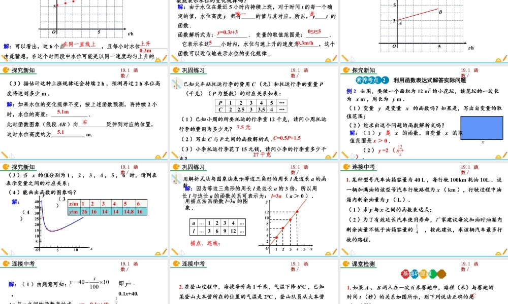 人教版初中数学八下-同步课件-19.1.2 函数的图像（第2课时）.pptx
