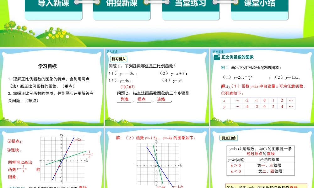 人教版初中数学八下-同步课件-19.2.1 第2课时 正比例函数的图象与性质.ppt