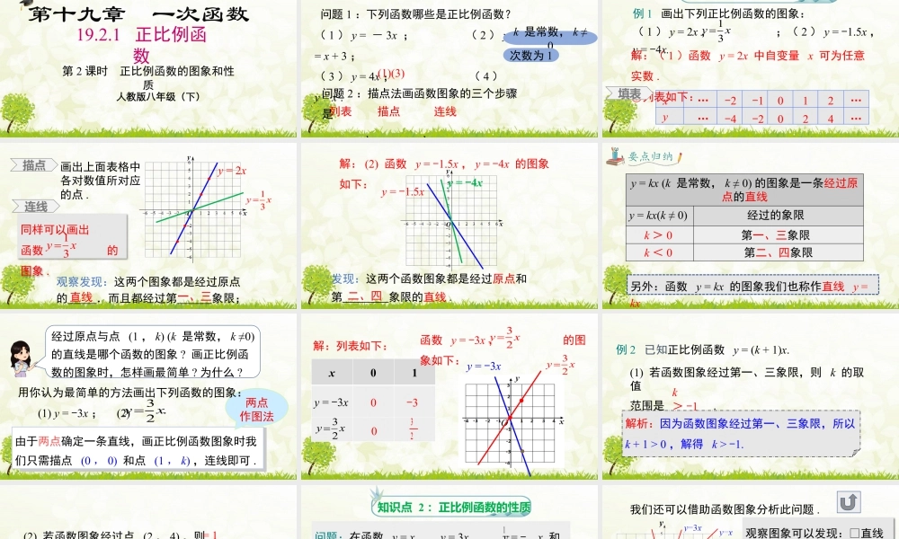 人教版初中数学八下-同步课件-19.2.1 第2课时 正比例函数的图象与性质.pptx