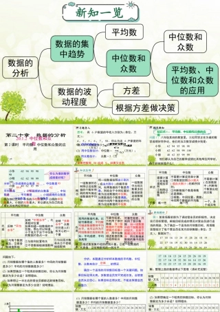 人教版初中数学八下-同步课件-20.1.2 第2课时 平均数、中位数和众数的应用.pptx