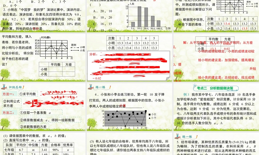 人教版初中数学八下-同步课件-第二十章 小结与复习.pptx