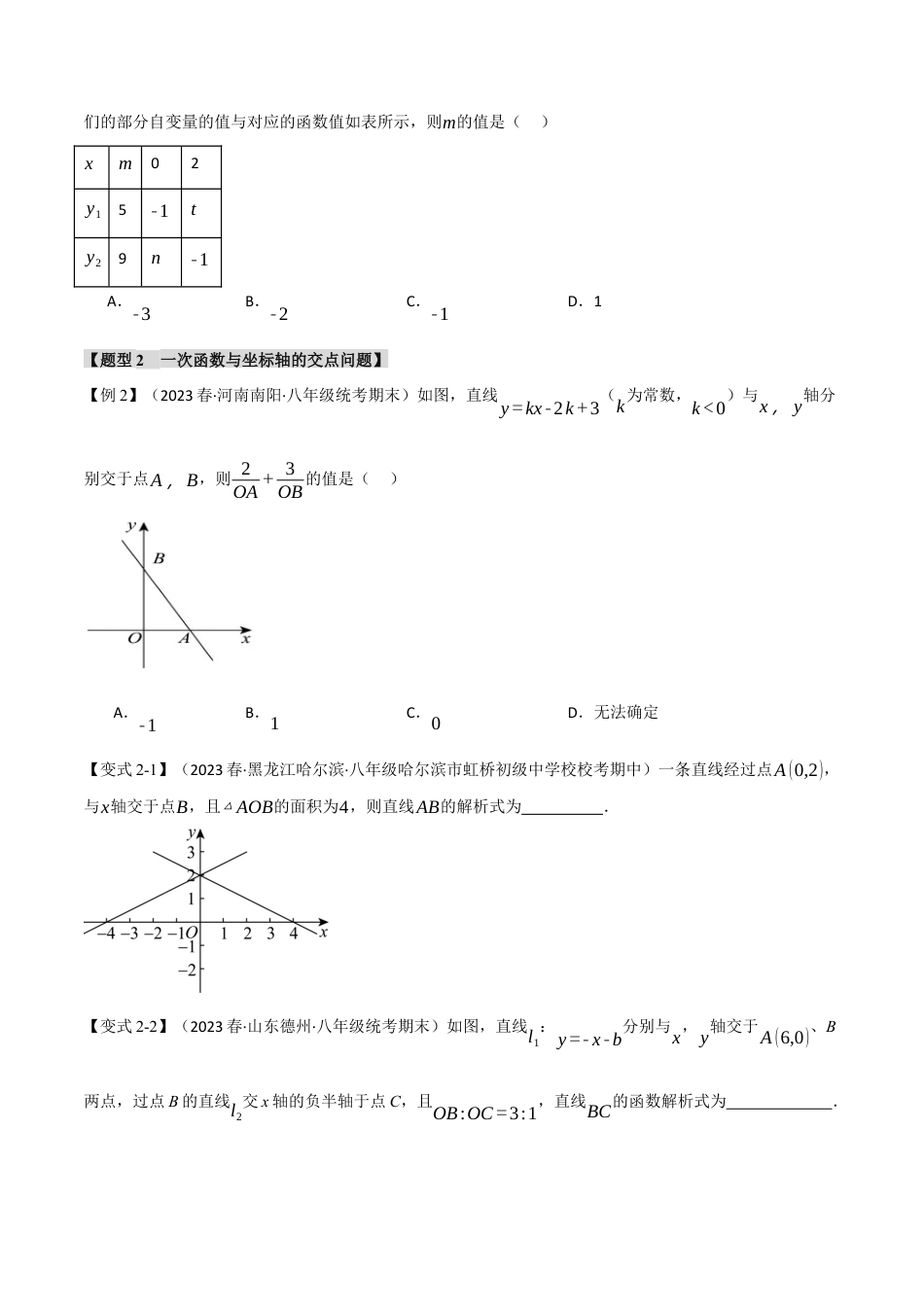初中数学八年级下-专题复习-19.3 一次函数的图象与性质（二）【八大题型】（举一反三）（人教版）（原卷版）.docx_第2页