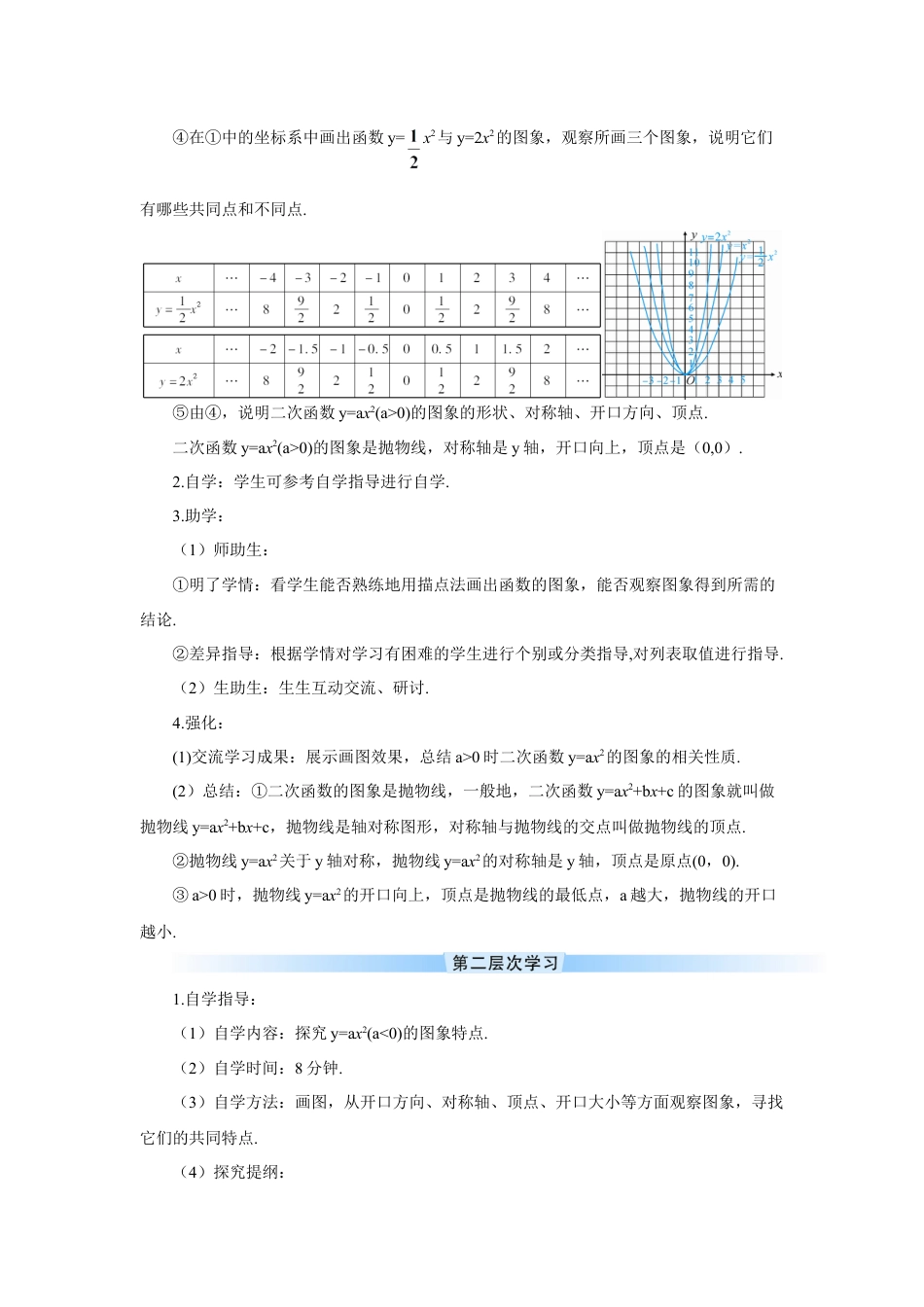 初中数学九年级上册-22.1.2 二次函数y=ax2的图象和性质（导学案）.doc_第2页