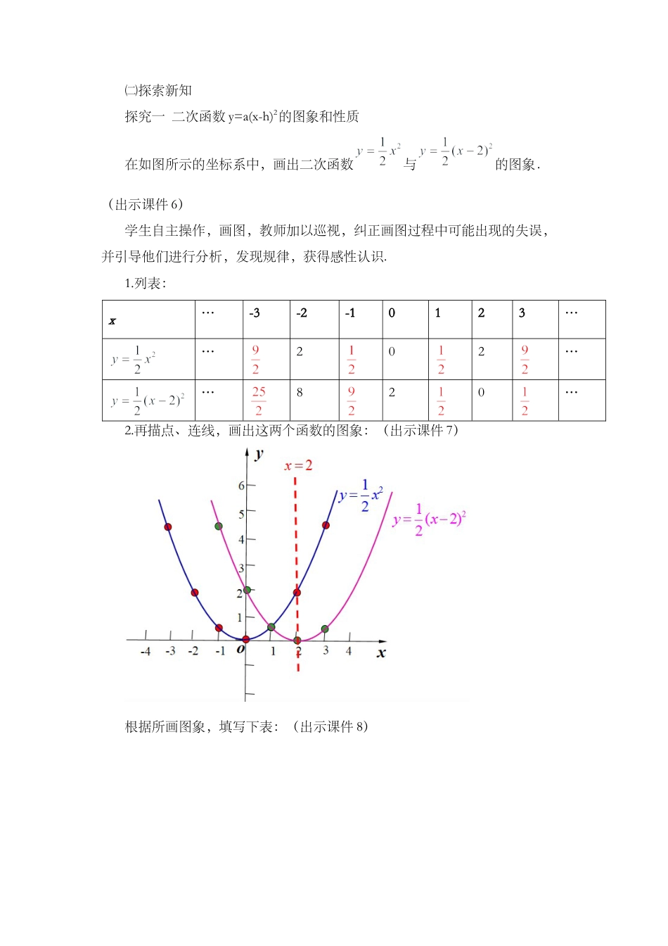 初中数学九年级上册-22.1.3 二次函数y=a（x-h）²+k的图象和性质 （第2课时）.docx_第3页