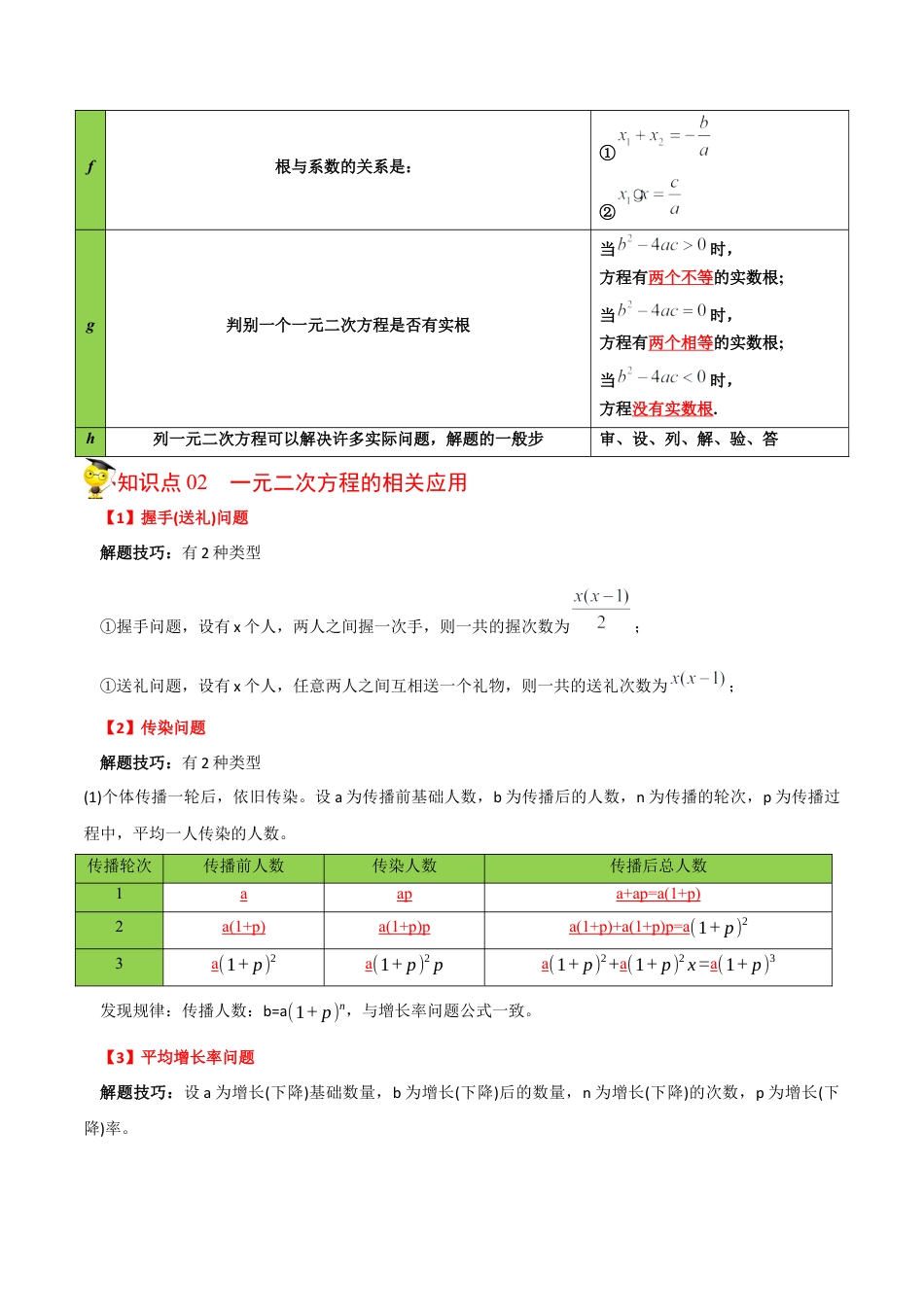 初中数学同步 9年级上册 08课  一元二次方程章末复习(共20页)（教师版）.docx_第2页
