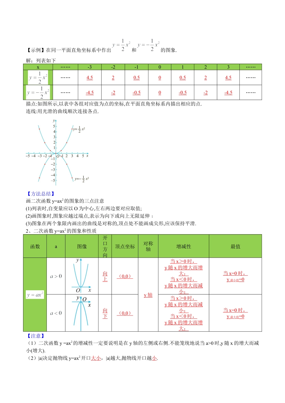 初中数学同步 9年级上册 10课  二次函数y=ax2与y=a(x-h)2+k的图像与性质(共33页)（教师版）.docx_第2页