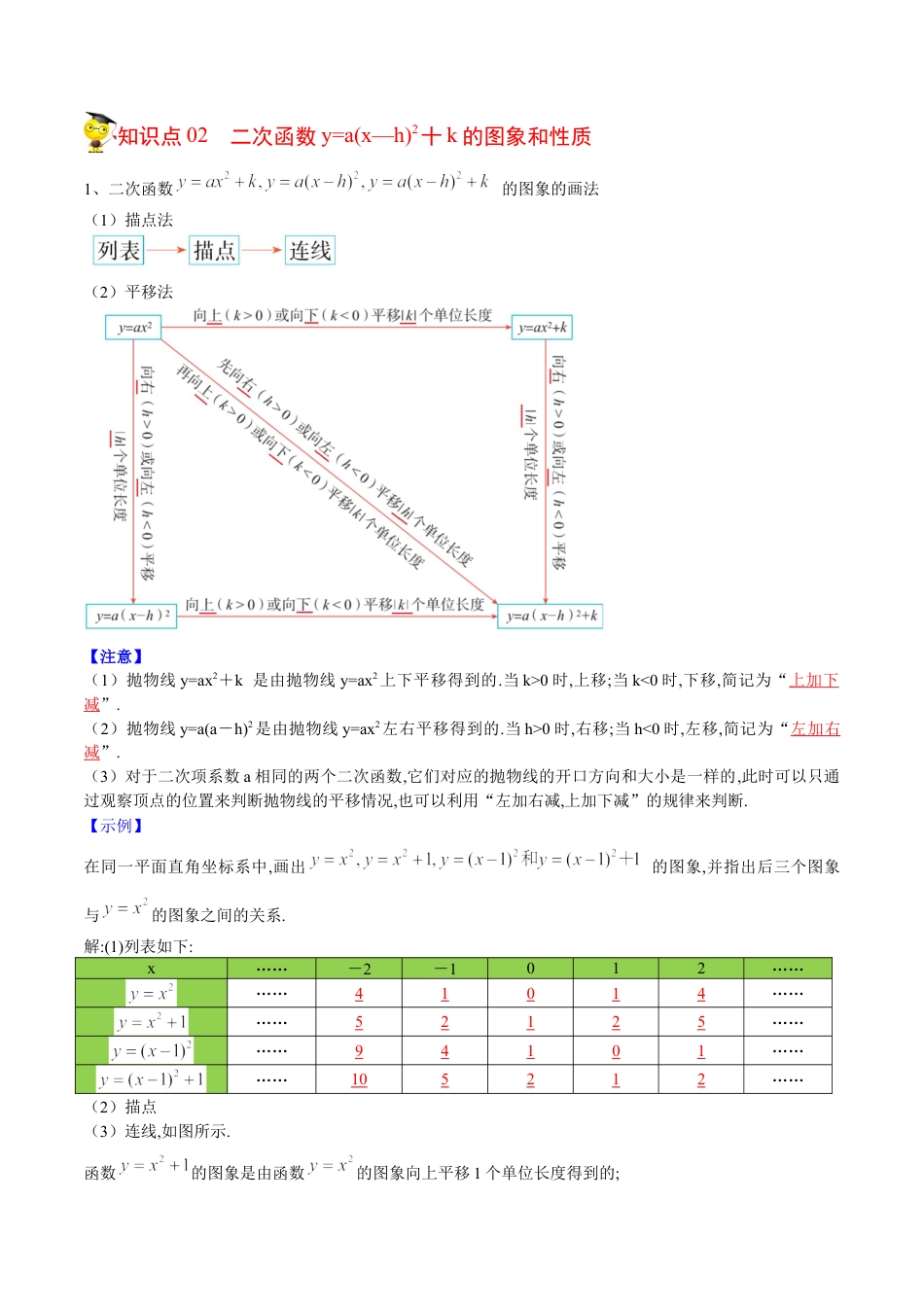 初中数学同步 9年级上册 10课  二次函数y=ax2与y=a(x-h)2+k的图像与性质(共33页)（教师版）.docx_第3页