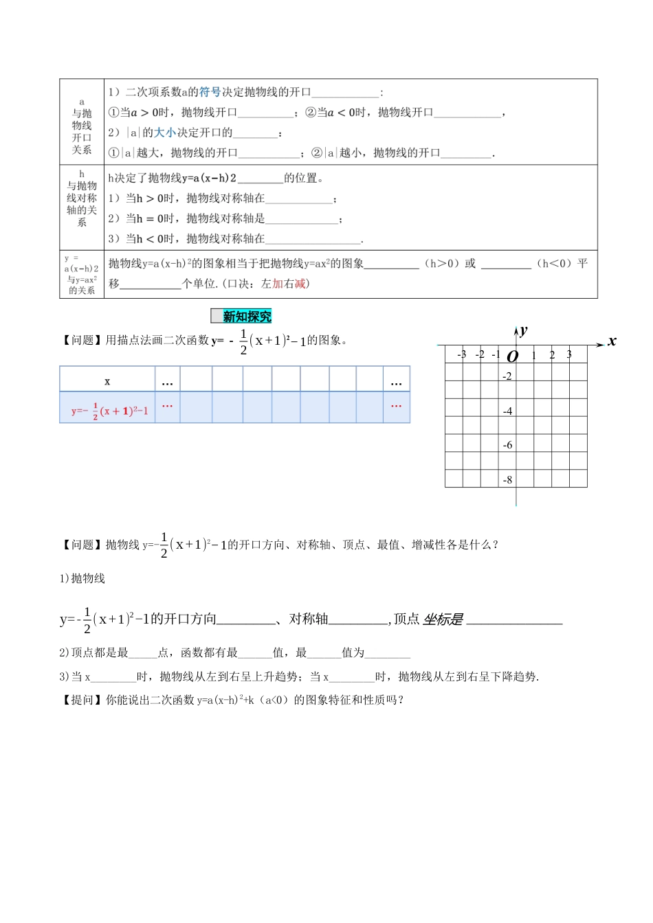 九年级上册数学-导学案-22.1.3 二次函数y=a(x-h)^2+k的图象和性质（第3课时）（导学案）-（人教版）.docx_第3页