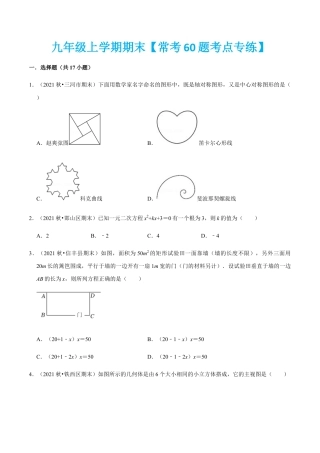 九年级上学期期末【常考60题考点专练】-九年级数学上学期（人教版）（学生版）.docx