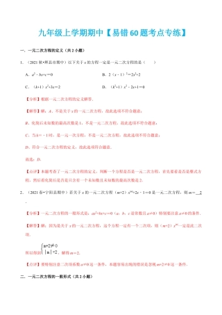 九年级上学期期中【易错60题考点专练】-九年级数学上学期（人教版）（教师版）.docx