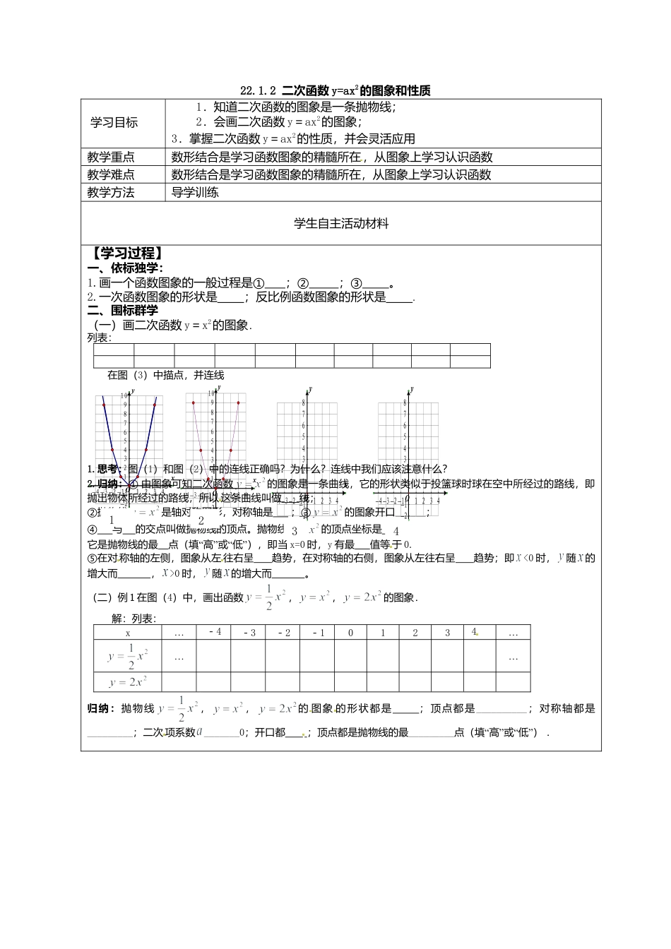 人教版初中数学九年级上册-导学案-22.1.2  二次函数y=ax2的图象和性质.doc_第1页