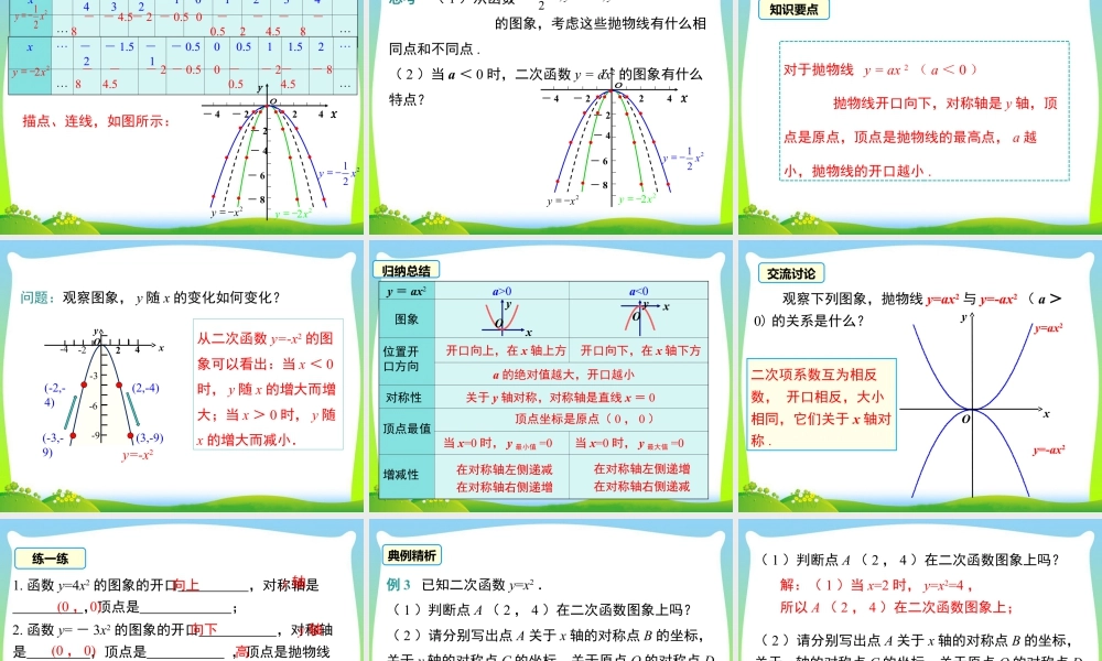 人教数学九年级上册-教学课件-22.1.2 二次函数y=ax2的图象和性质.ppt