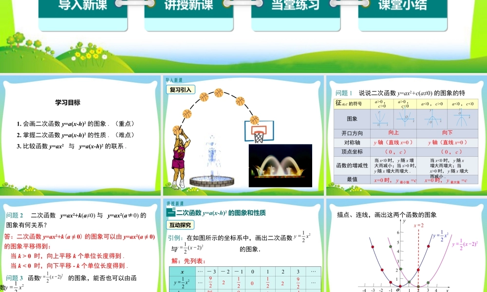 人教数学九年级上册-教学课件-22.1.3 第2课时 二次函数y=a(x-h)2的图象和性质.ppt