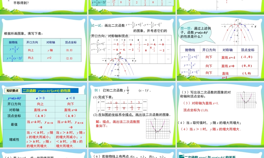 人教数学九年级上册-教学课件-22.1.3 第2课时 二次函数y=a(x-h)2的图象和性质.ppt