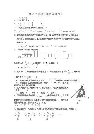 人教数学九年级上册-专题练习-寒假作业1.doc