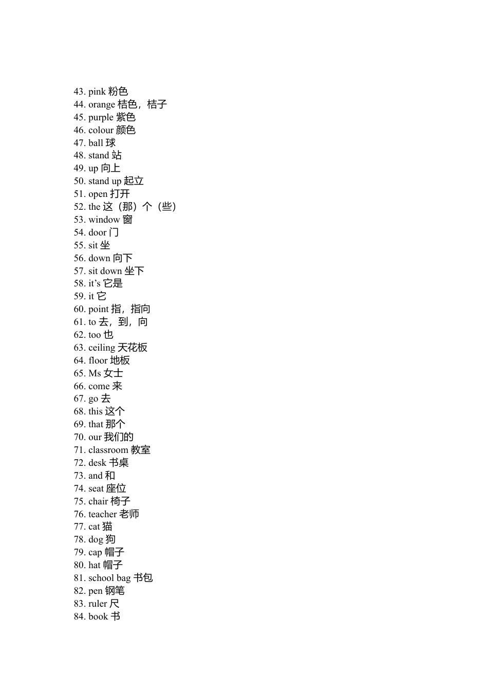 （人教新起点）二年级英语上册  单元百词题纲.doc_第2页