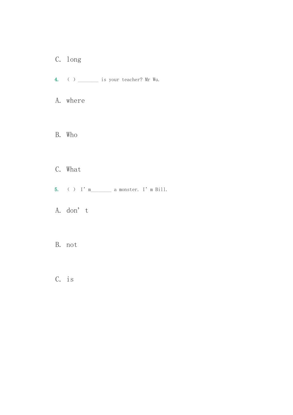 （人教新起点）三年级英语上册《Unit 2 My Body》同步练习.doc_第2页