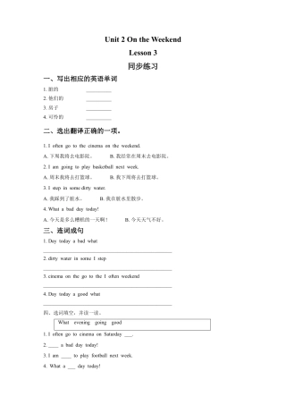 （人教新起点）四年级英语上册 Unit 2 On the Weekend Lesson 3 同步练习2.doc