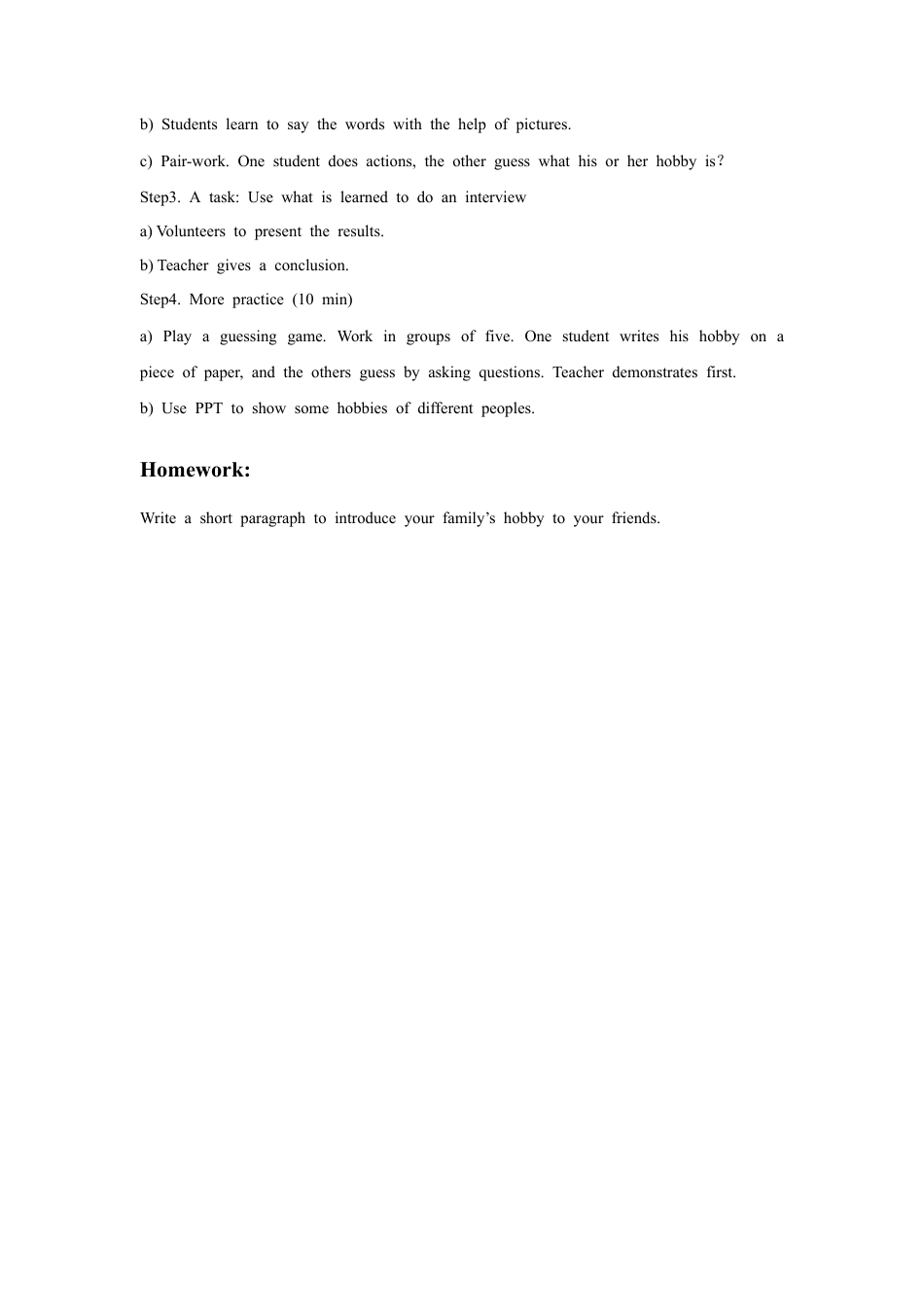 （人教新起点）四年级英语下册 Unit 4 Hobbies Lesson 3 教案 2.doc_第2页