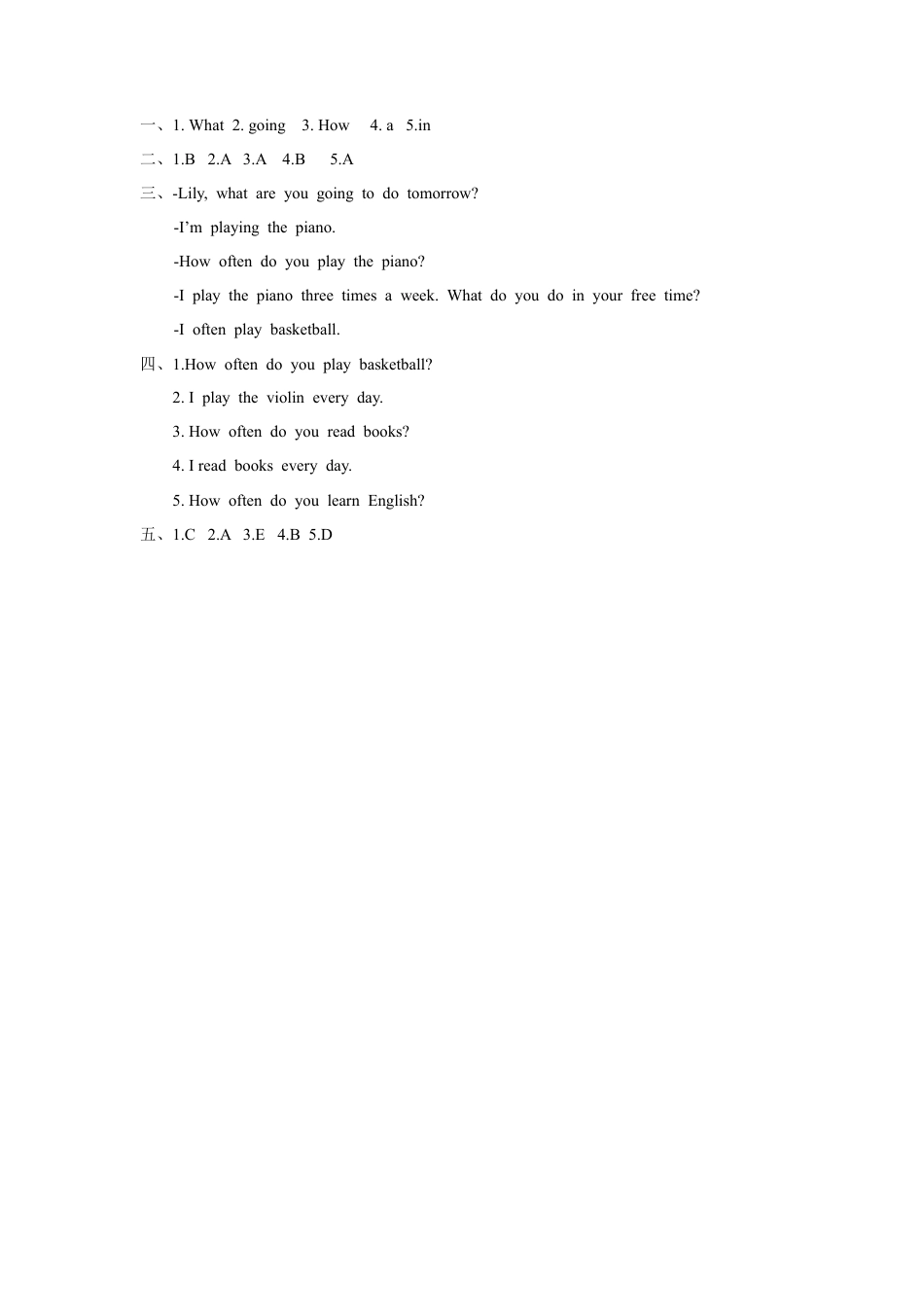 （人教新起点）四年级英语下册 Unit 5 Free Time Lesson 2 同步练习1.doc_第3页