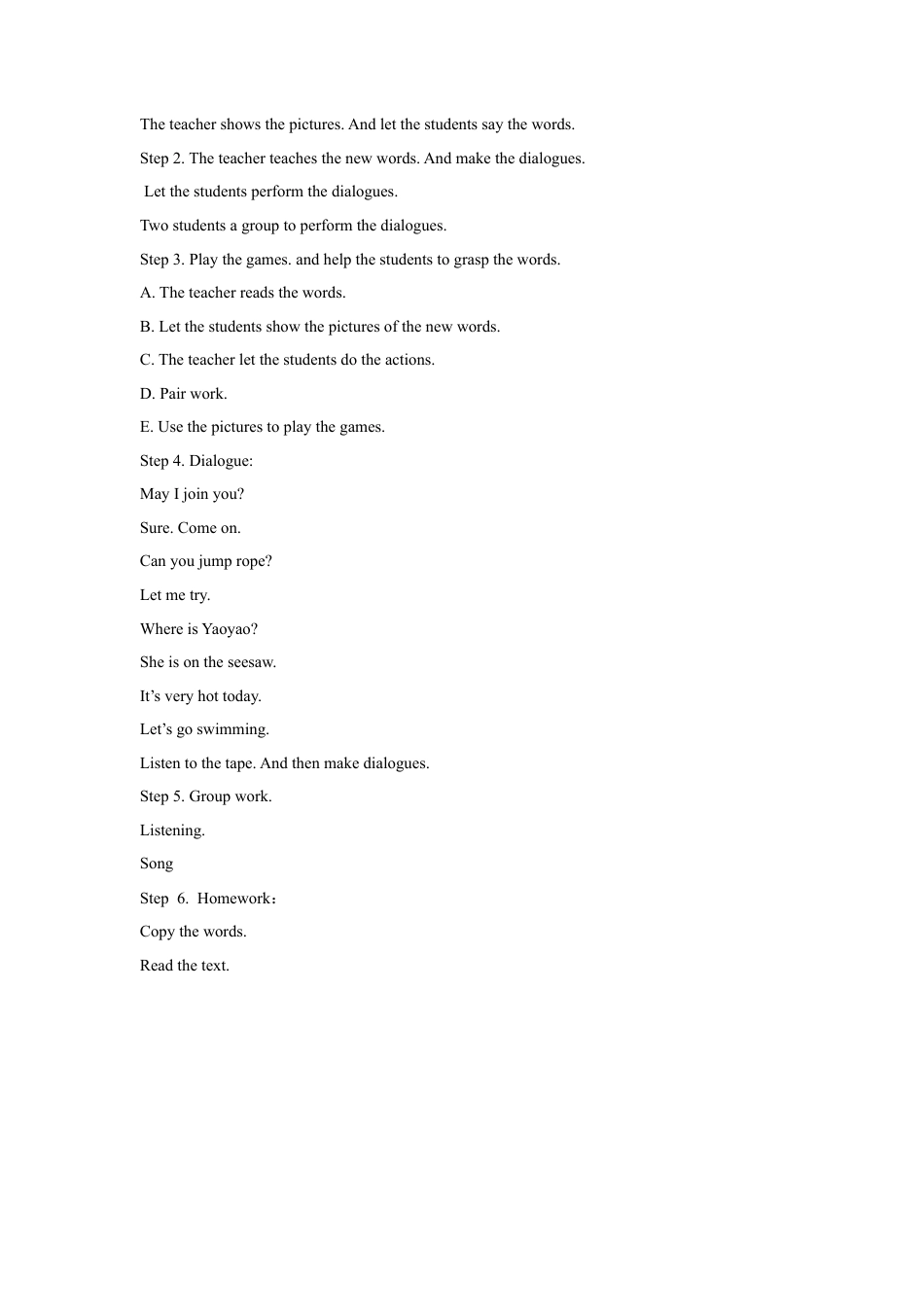 人教（新起点）英语二年级下册 Unit 1 Playtime Lesson 3 教学设计3.doc_第2页