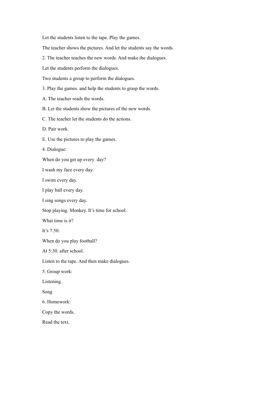 人教（新起点）英语二年级下册 Unit 5 My Day Lesson 2 教学设计3.doc_第2页