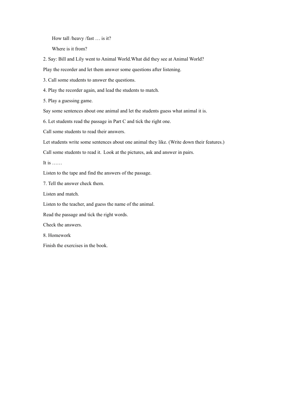 （人教新起点）六年级英语上册 Unit 3 Animal world 教案.doc_第3页