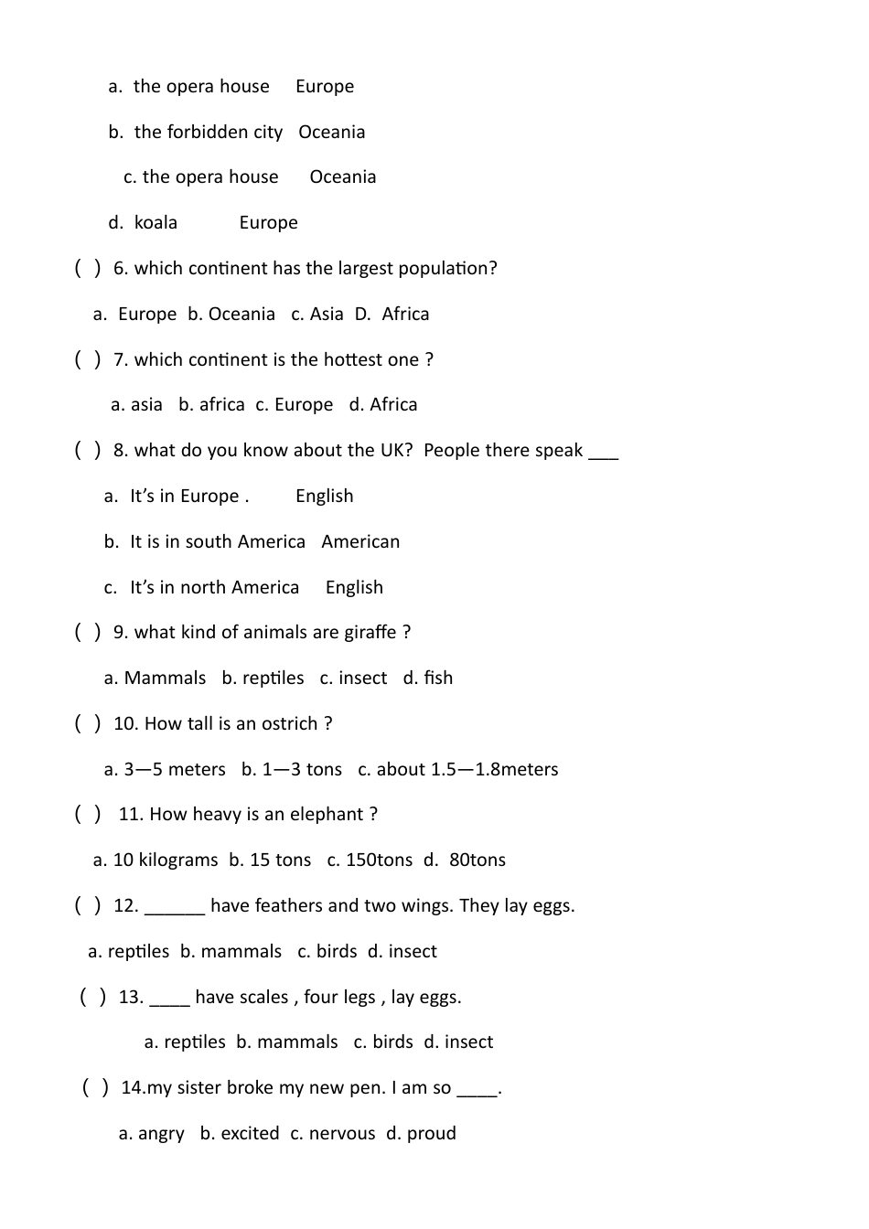 （人教新起点）六年级英语上册 期末试卷4.doc_第2页