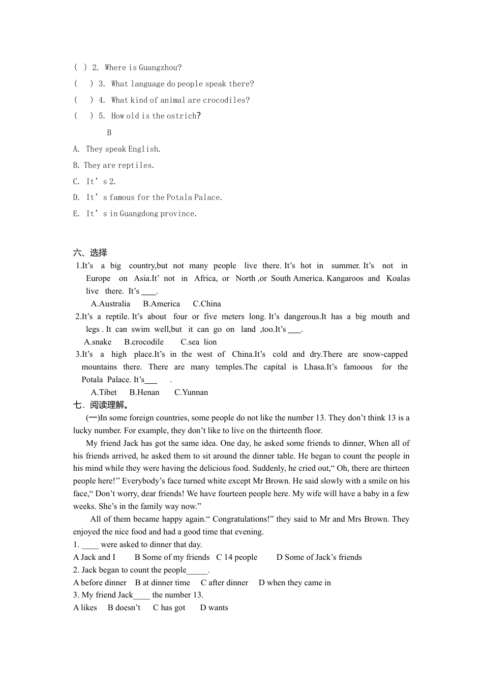 （人教新起点）六年级英语上册 英语试卷.doc_第3页