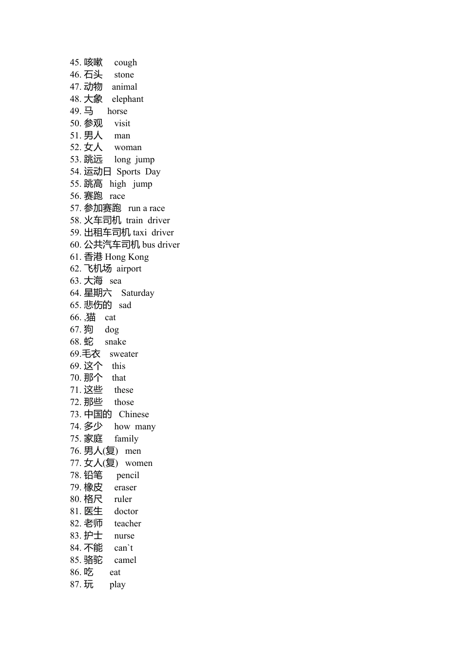 （人教新起点）三年级英语上册 单词复习.doc_第2页