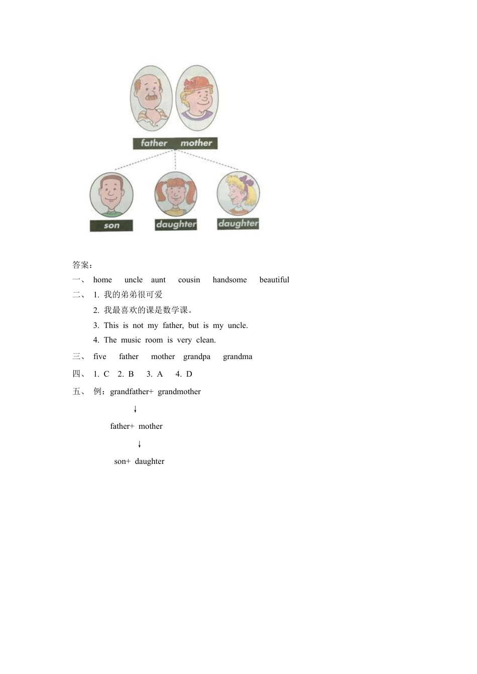 （人教新起点）三年级英语下册 Unit 4 My Family Lesson 3 同步练习 2.doc_第2页