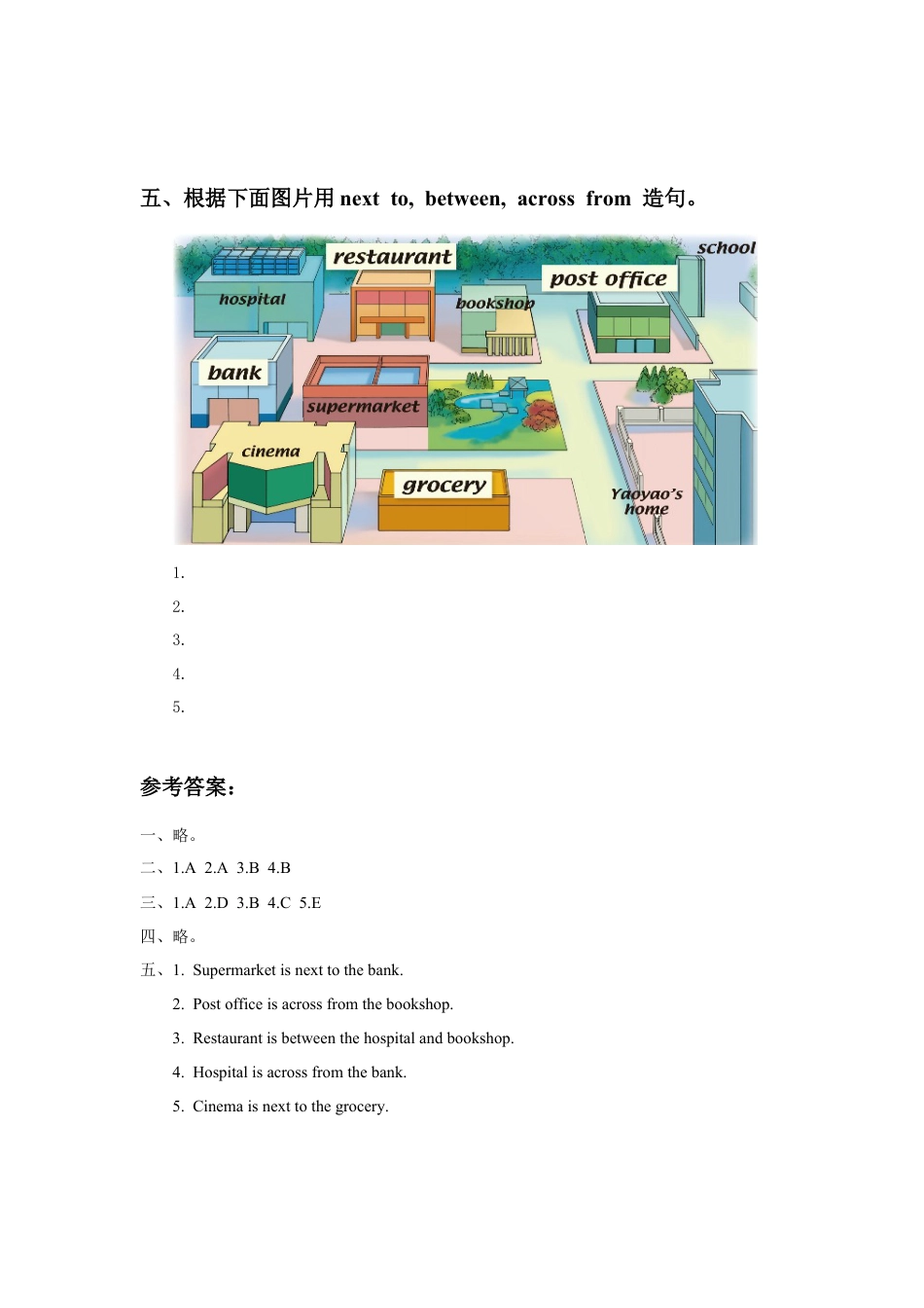 （人教新起点）四年级英语下册 Unit 1 My Neighbourhood Lesson 1 同步练习3.doc_第2页