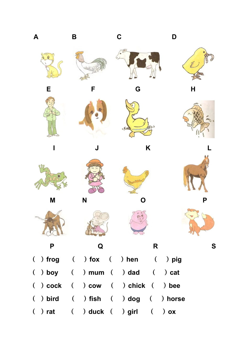 人教（新起点）一年级上册 英语复习试卷.doc_第2页