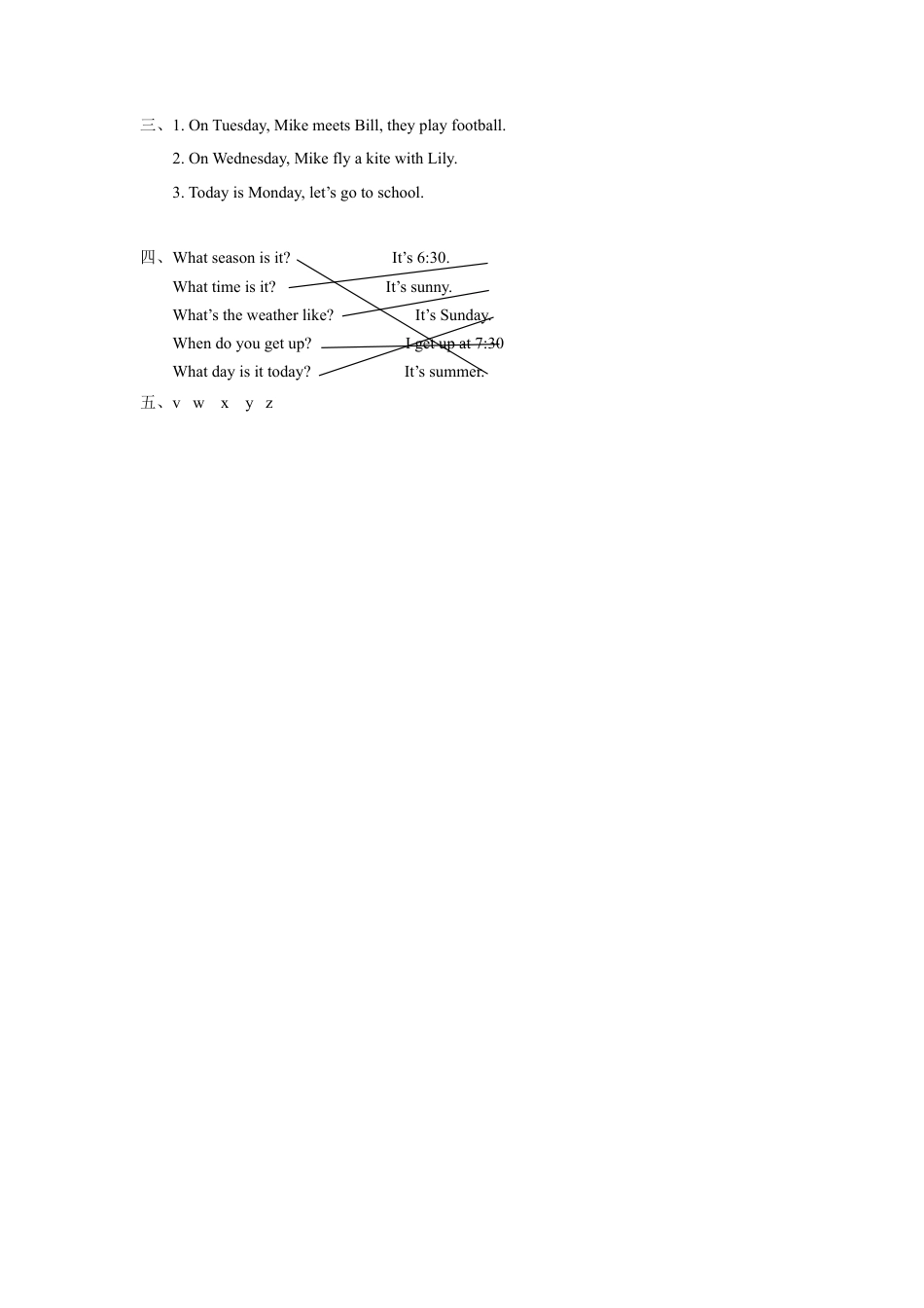 人教（新起点）英语二年级下册 Unit 6 My Week Lesson 3 同步练习3.doc_第3页