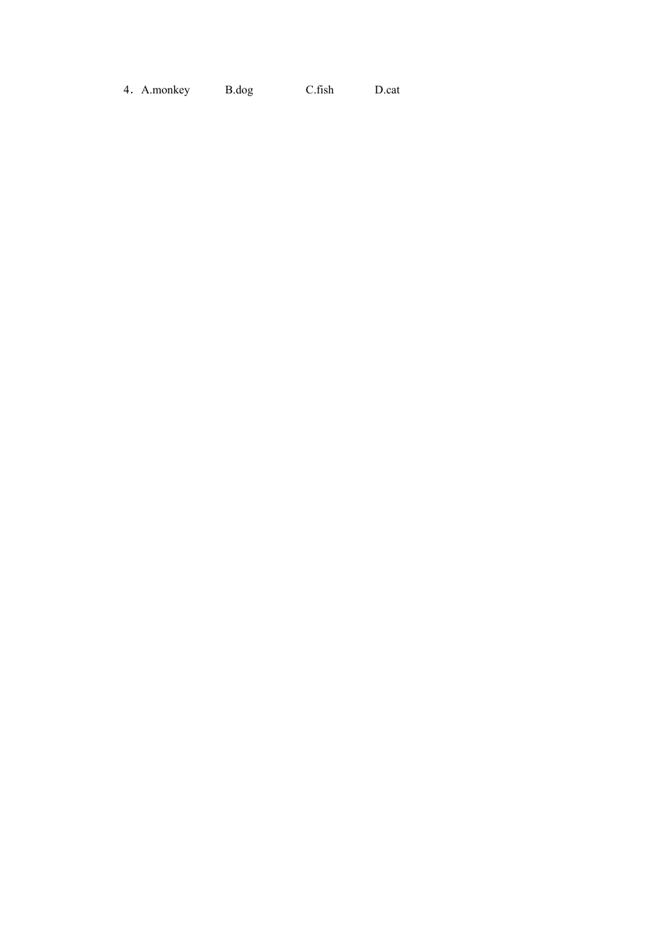 人教（新起点）英语三年级上册 Unit+4 lesson 1《pets》习题.doc_第2页