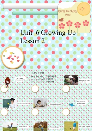 (人教新起点) 五年级英语下册Unit 6 Growing Up Lesson 2 课件 1.ppt