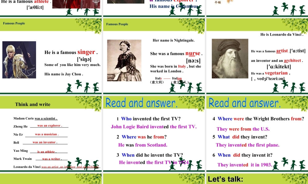 （人教新起点）六年级英语上册 Unit 5 Famous people 课件.ppt