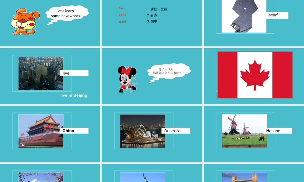 （人教新起点）六年级英语下册 Unit 1 Visiting Canada Lesson 1 课件1.ppt