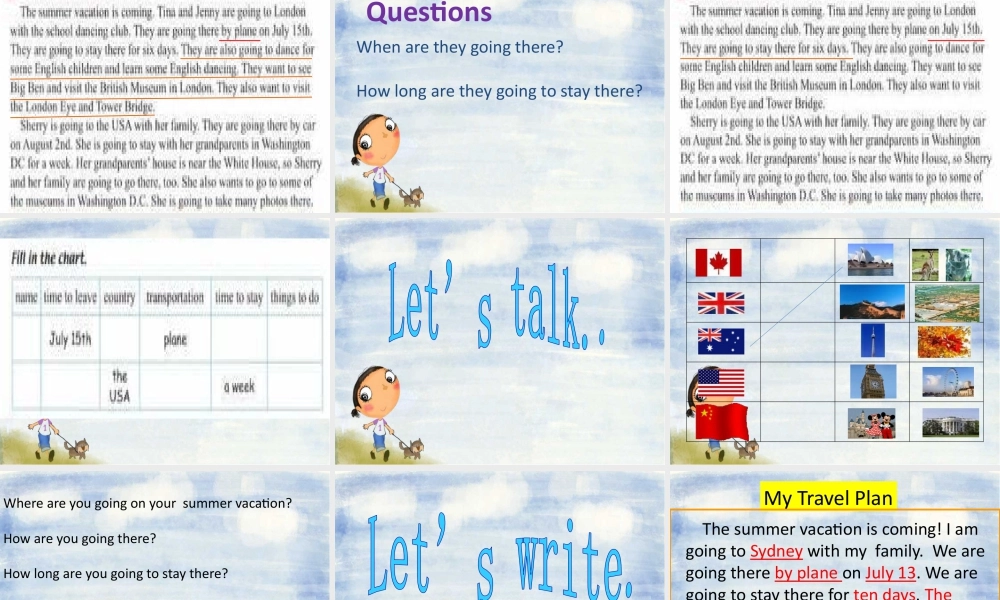 （人教新起点）六年级英语下册 Unit6  summer vacation.pptx