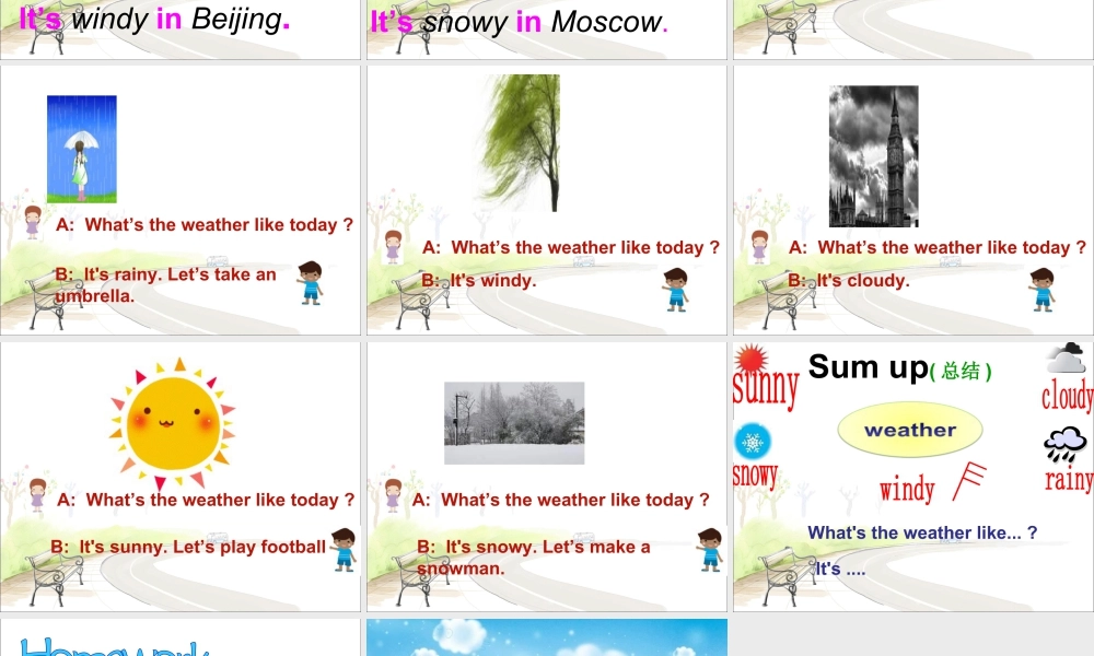 人教（新起点）英语二年级下册 Unit 2 Weather Lesson 3 课件 1.ppt