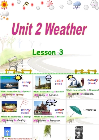 人教（新起点）英语二年级下册 Unit 2 Weather Lesson 3 课件 1.ppt