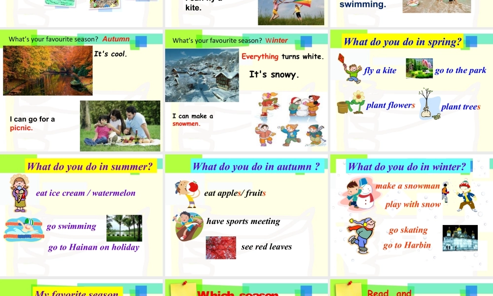 人教（新起点）英语二年级下册 Unit 3 Seasons Lesson 3 课件 2.ppt