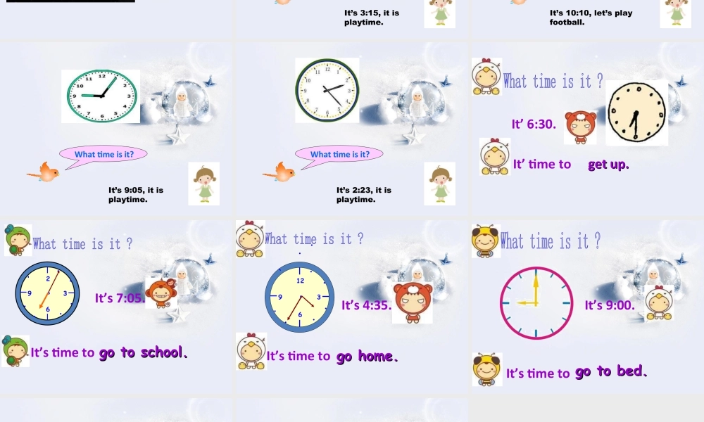 人教（新起点）英语二年级下册 Unit 4 Time Lesson 2单词句型演练.ppt