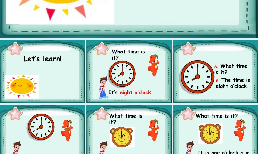 人教（新起点）英语二年级下册 Unit 4 Time Lesson 3 课件3.ppt