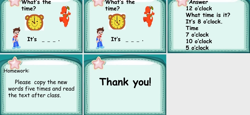 人教（新起点）英语二年级下册 Unit 4 Time Lesson 3 课件3.ppt