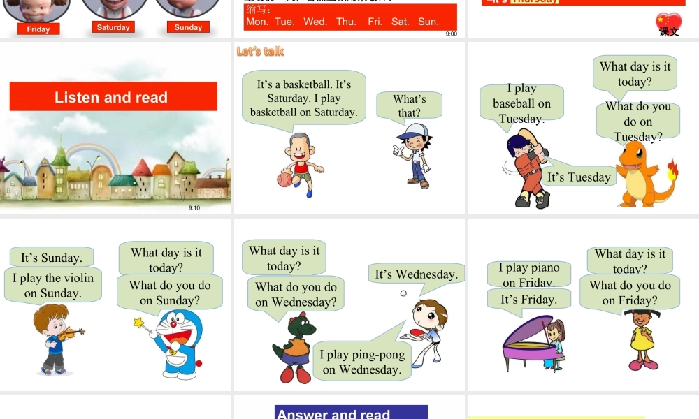 人教（新起点）英语二年级下册 Unit 6 My Week Lesson 2 课件 2.ppt