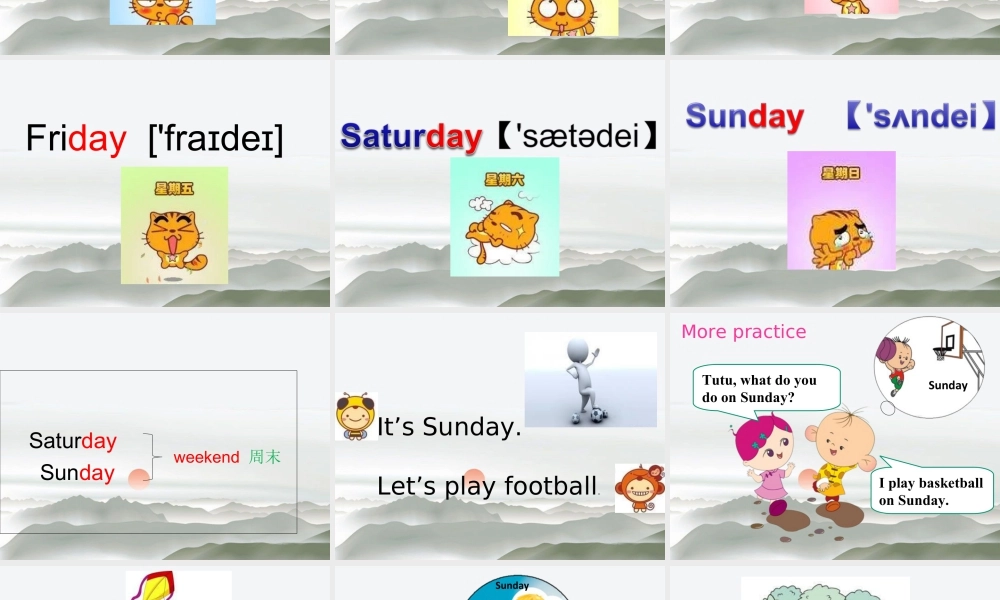 人教（新起点）英语二年级下册 Unit 6 My Week Lesson 3 课件 1.ppt