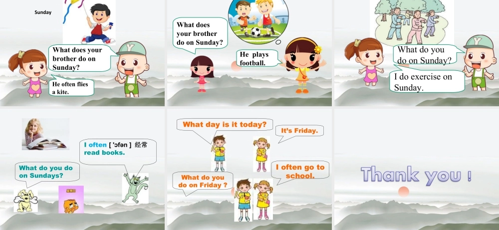 人教（新起点）英语二年级下册 Unit 6 My Week Lesson 3 课件 1.ppt