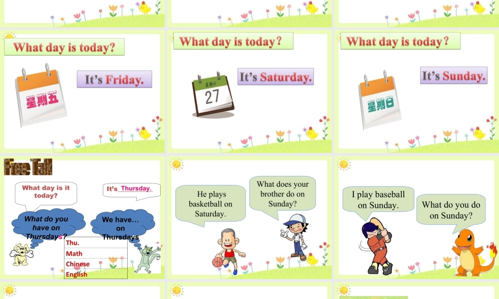 人教（新起点）英语二年级下册 Unit 6 My Week Lesson 3 课件 2.ppt