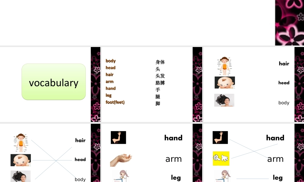 人教（新起点）英语三年级上册 Unit 2 My body Lesson 1 课件.ppt
